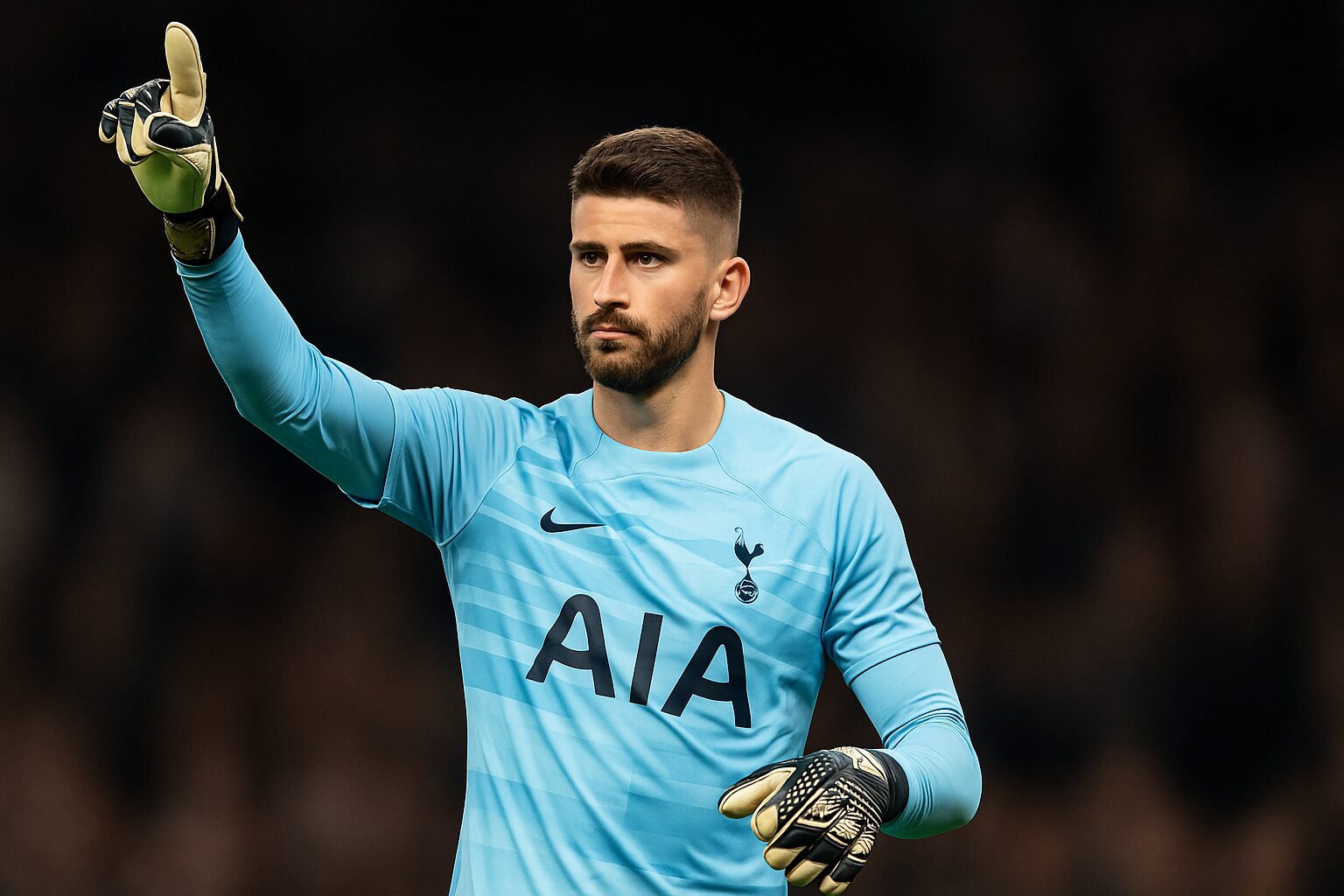 トッテナムの守護神ヴィカーリオのプレースタイルを解説したアイキャッチ画像。ショットストッパー型GKの特徴とセービング能力をデータで分析。