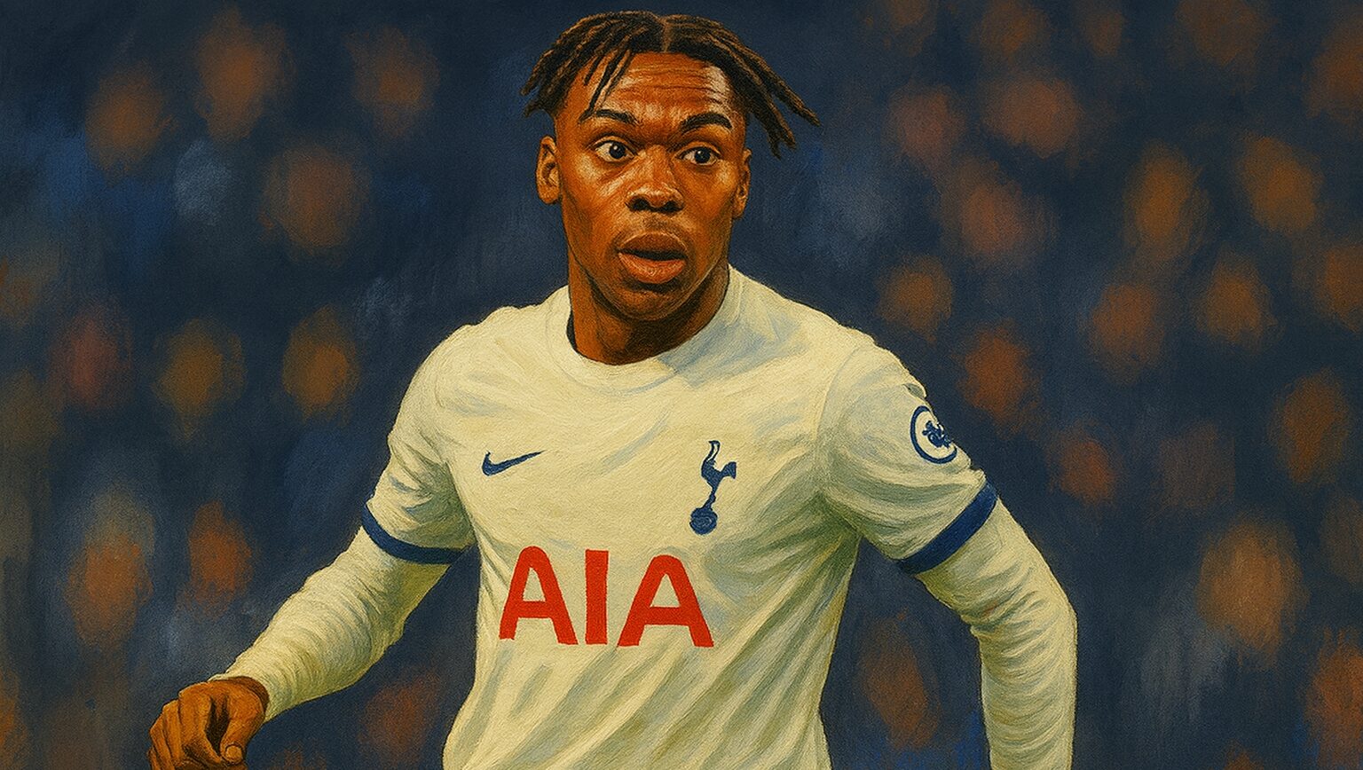 ウドジェのプレースタイルと強み・弱点を解説する記事のアイキャッチ画像。スピードとフィジカルが武器のトッテナム左サイドバック